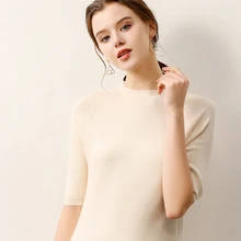 Litvriyh summer lady knitted top female pullovers short sleeve half high collar women sweater and pullovers women jumper femme
