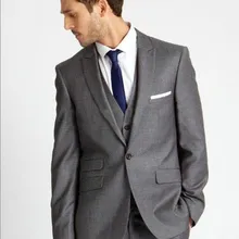 Лучшие продажи смокинг жениха для мужчин Серые Мужские свадебные костюмы для жениха смокинг, деловые/Формальные дешевые смокинги жениха