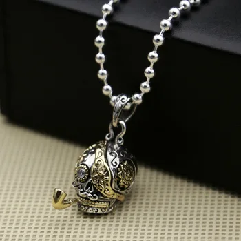 

S925 wholesale silver jewelry fashion punk pipe skull personality male lady Pendant