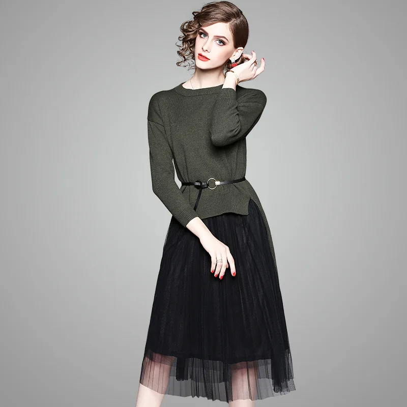 OYCP high end clothing 2017 Autumn and Winter New Women's Knitted Dress