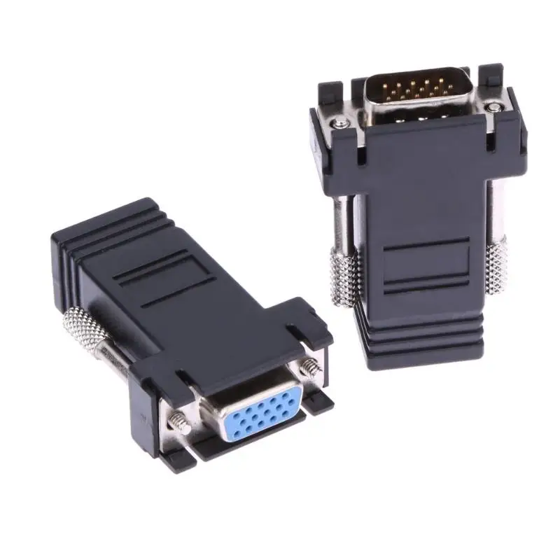 VGA Extender Разъем Женский/Мужской к LAN CAT5 CAT5e/6 RJ45 Ethernet Женский адаптер конвертер Connector Вилки для компьютера