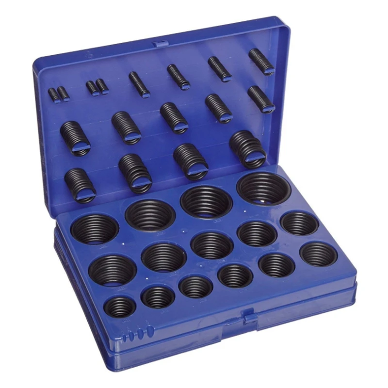 Baratos 382 unids negro NBR O sello de anillo Kit 30 diferentes tamaños de caucho O anillo de junta de sellado surtido conjunto azul con caja de plástico