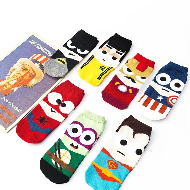 

Supermen/Batman Boys Cotton Ankle Length Cartoon Novel 3D Casual Socks Women 2019 fashion happy socks