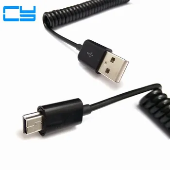 

USB 2.0 to Mini USB Cables Mini USB Coiled Spiral Spring Data Charging Adapter Cable 50cm/0.5m 200cm/2m