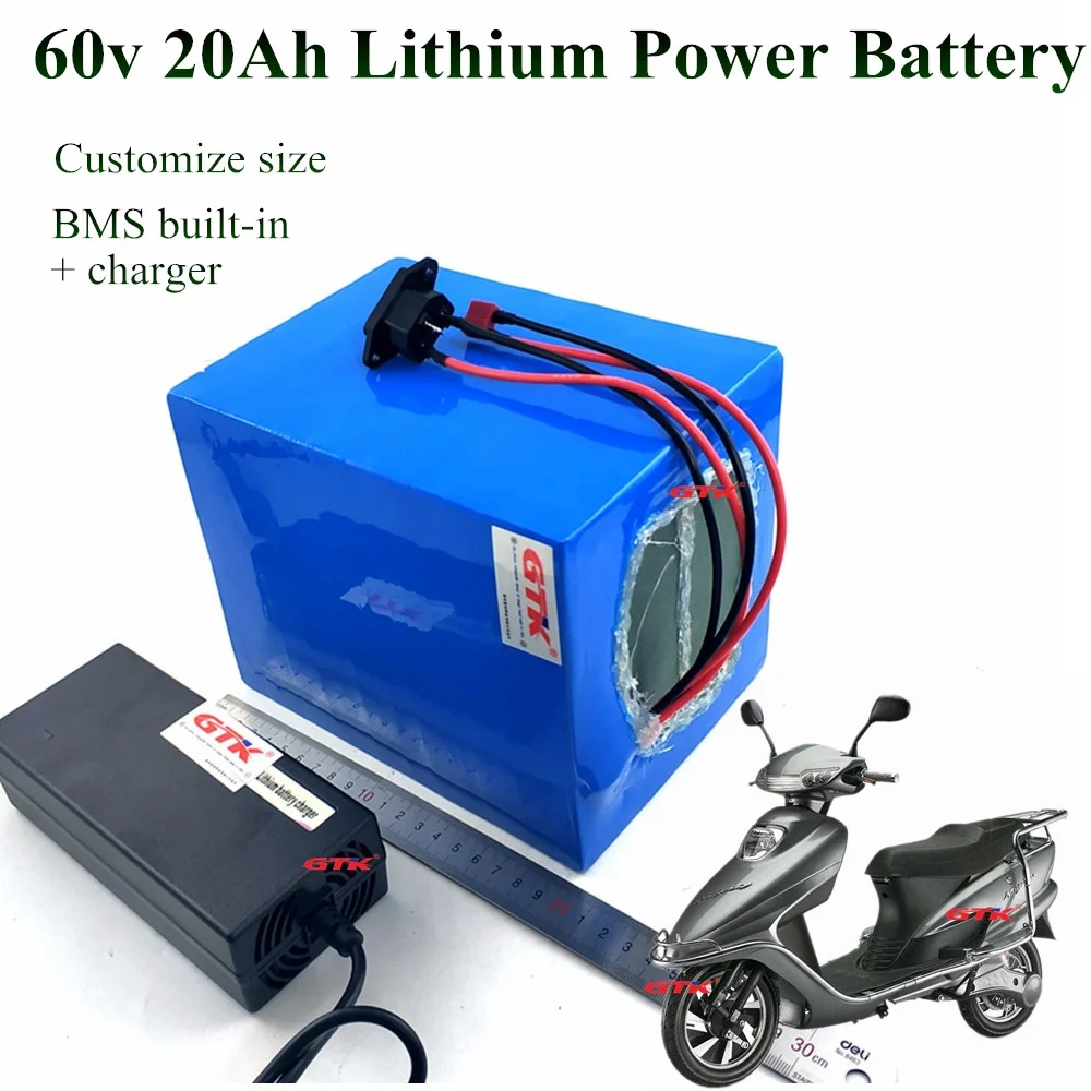 

60V Rechargeable Lithium Battery 60V 20Ah for 800W 1000W 1500W Motor Electric Bike Battery 60V with 2A 5A Charger free shipping