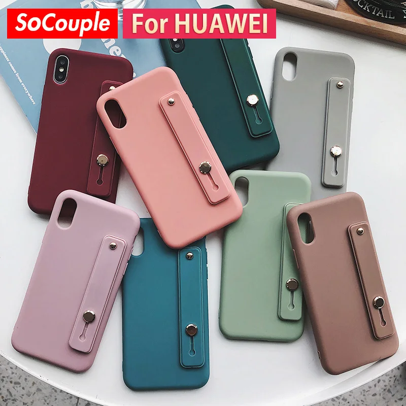 

SoCouple Wrist Strap Soft TPU Phone Case For Huawei Mate 10 20 Pro P10 plus P20 P30 Pro Nova 3 3i 2s 4 Candy Color Holder Case
