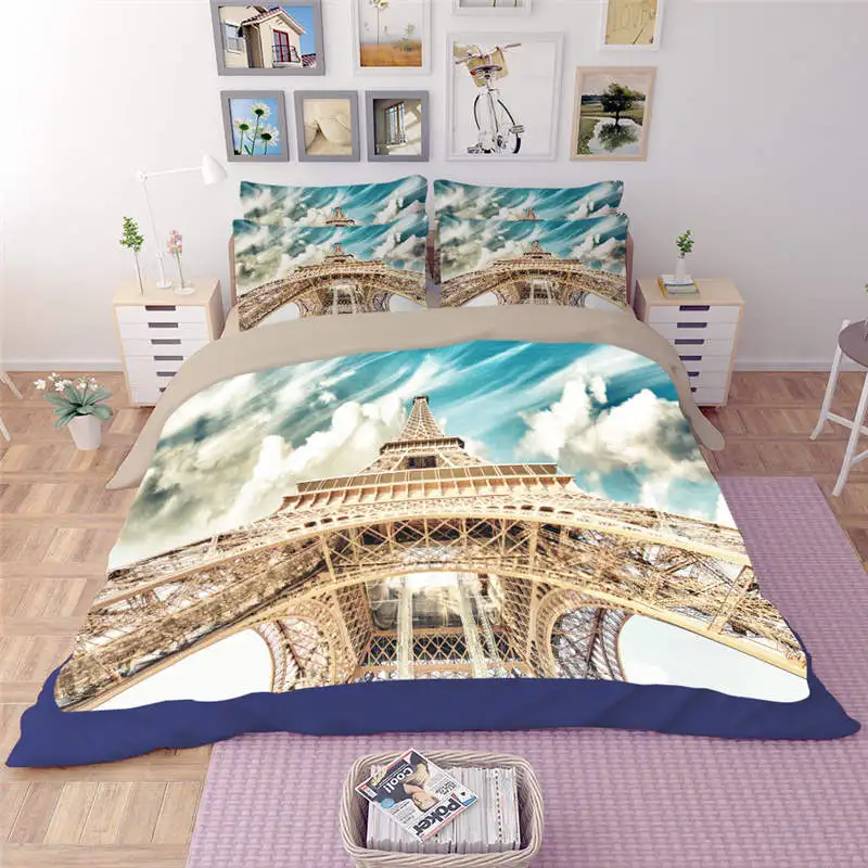 3 шт. Комплект постельного белья с принтом Эйфелевой башни|bed linen|king size quilt3d print bedding