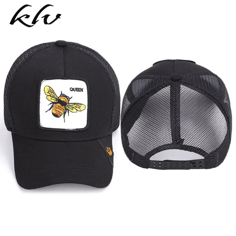 

Women Men Embroidered Queen Bee Animal Logo Patch Baseball Cap Camouflage Mesh Back Hip Hop Sun Protection Snapback Trucker Hat