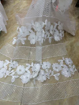 

High Quality French lace embroidery fabric with sequins white colors Z-han52425