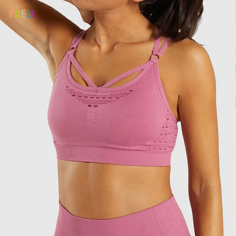 

Vital Seamless Sports Bra Women Strappy High Support Yoga Bra Padded Gym Brassiere Sport Top Fitness Clothing Active Wear Femme