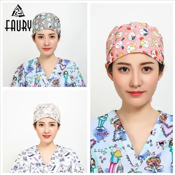 

2019 Cotton Printing Surgical Cap Operation Hat Doctors Nurses Medical Cap Beautician Operating Room Scrub Lab Dental Hat