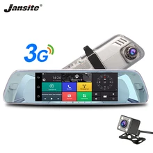 Jansite 3g Автомобильный dvr 7 «сенсорный экран Dash cam Android 5,0 gps навигация hd-рекордер двойная камера заднего вида камера объектив автомобиля зеркало