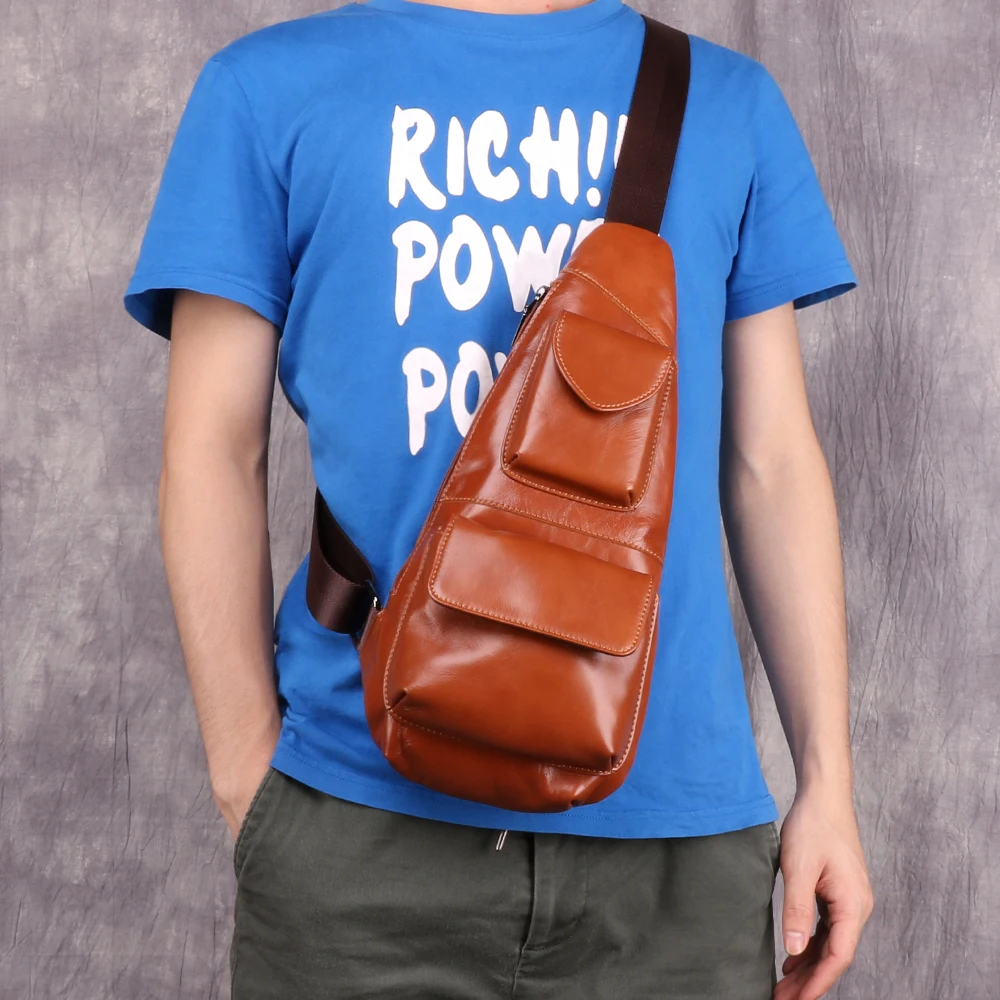 Мужская сумка из натуральной кожи в стиле ретро, нагрудная сумка для мужчин, нагрудная сумка для путешествий, мужская сумка на плечо