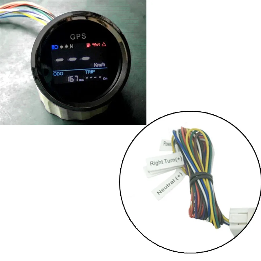 Новое поступление 52 мм мотоцикл цифровой lcd gps Спидометр цифровой мульти-индикаторы 0~ 999 водонепроницаемый MPH узлы