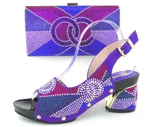 2017 neue design Italienische Schuhe Mit Passenden Taschen Afrikanische Frauen Schuhe Und Taschen In Lila Gute Verkauf