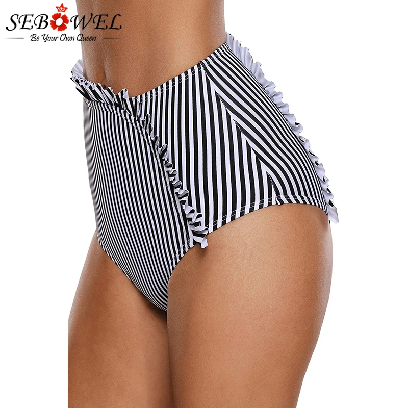 Black-White-Striped-Asymmetric-Ruffle-Trim-Swim-Bottom-LC410702-2-3 