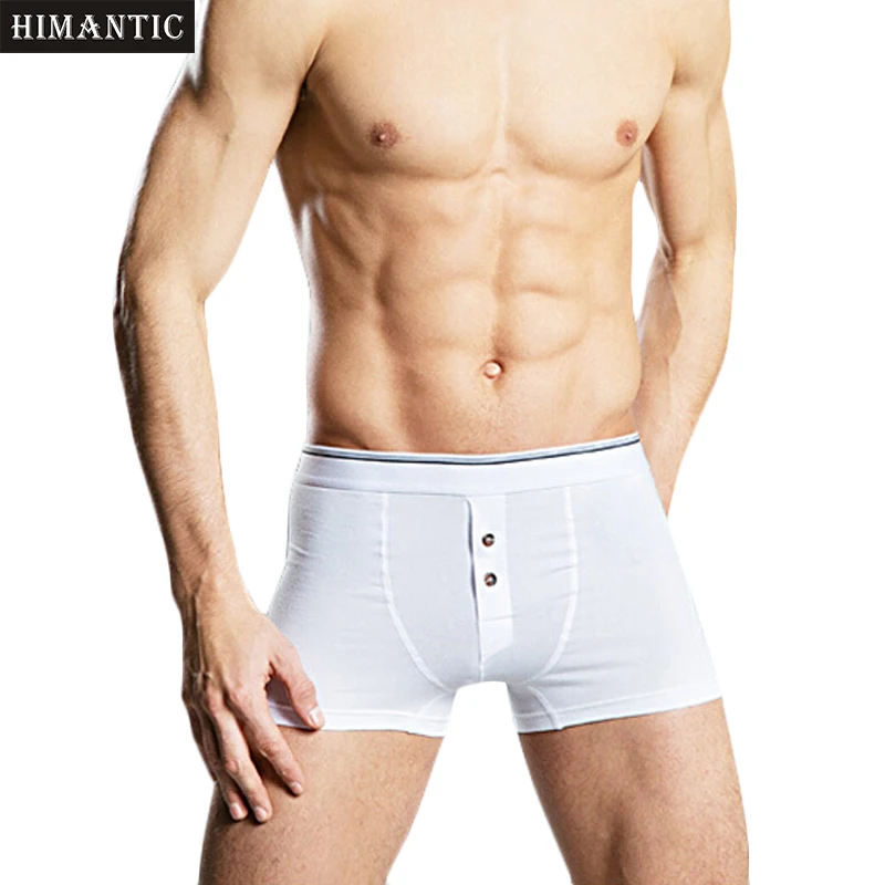 Mens Button Underwear Fashion Button Open Cotton Breathable Underpants