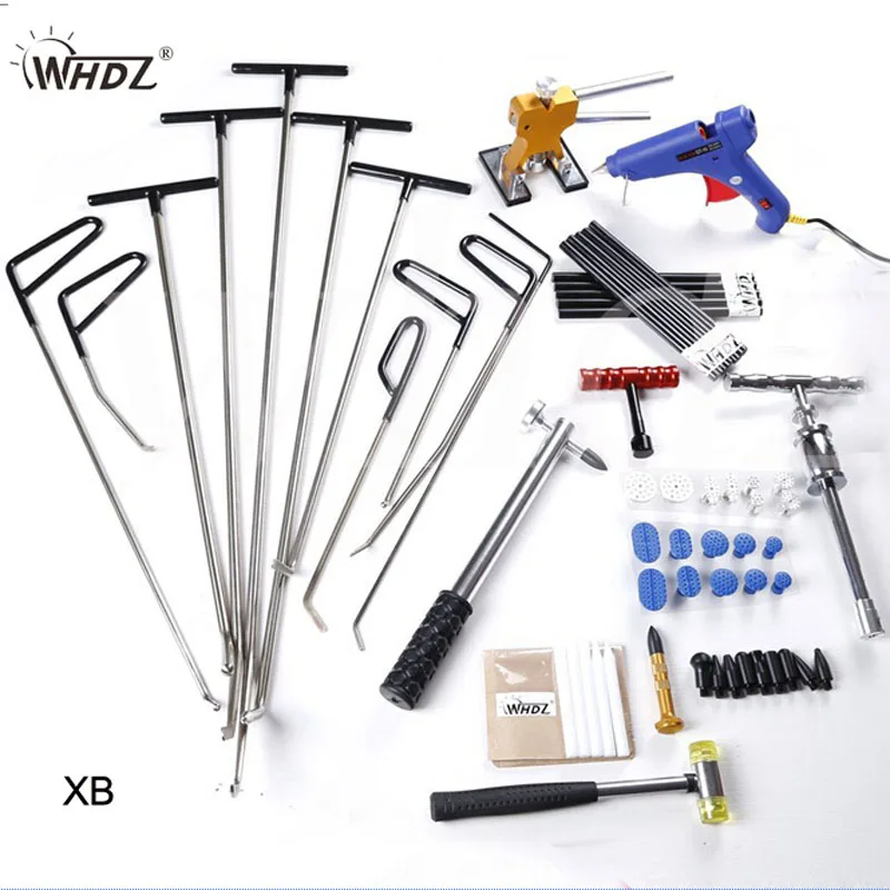 

WHDZ Auto Body Dent Removal Pdr Rod Tool Kit -PDR Slide Hammer Gule Gun Dent Hammer Tap Down Handle Lifter Car Dent Repair Tools