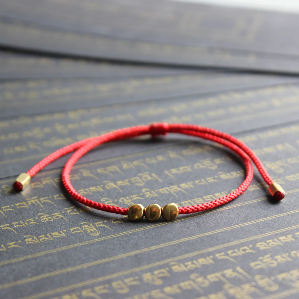 Eastisan буддизм ручной работы тибетские медные бусины счастливая веревка браслет и браслеты для женщин мужчин воск нить наручные ювелирные изделия уникальный подарок