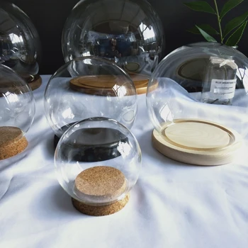 

2sets/pack Different Base Diameter=10cm Round Glass Dome Vase Home Decoration Glass Dome Friend Gift Wedding Decoration