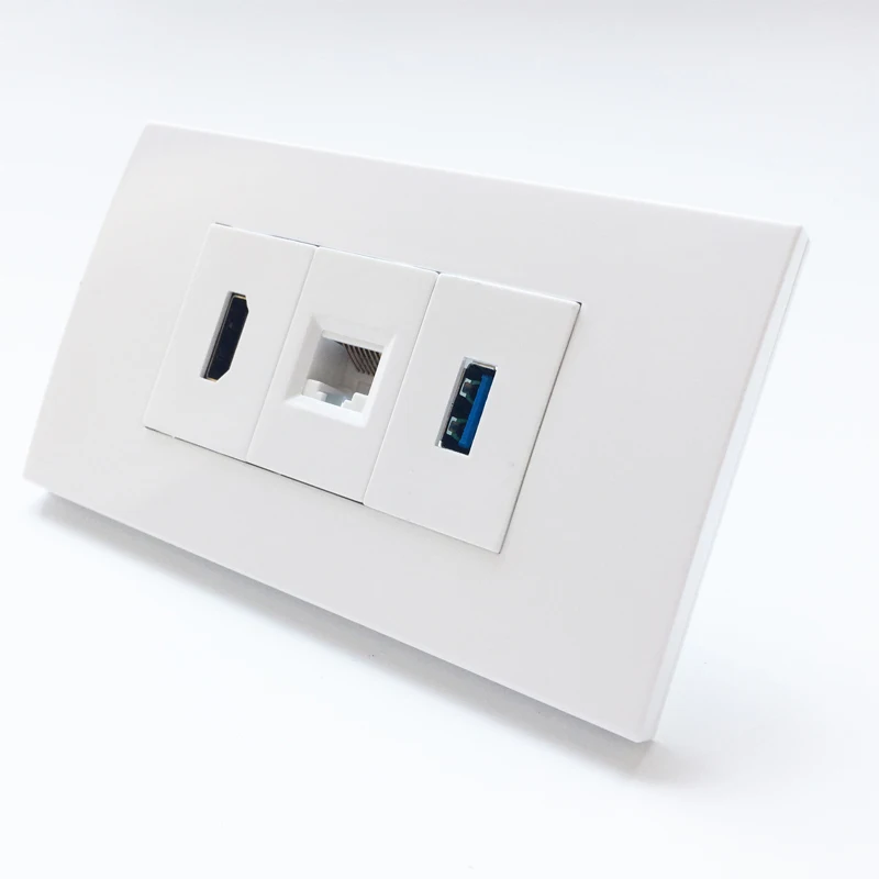 120 мм HDMI настенная пластина с HDMI2.0 CAT5E RJ45 сетевой LAN разъем USB3.0 гнездо лицевая