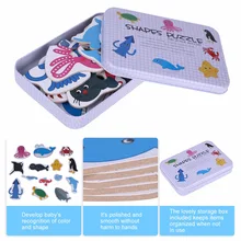 Детский Развивающий Пазл игрушки набор железный ящик Мультяшные деревянные пазлы для Для детей раннего развития детей одинаковая деревянная игра игрушки