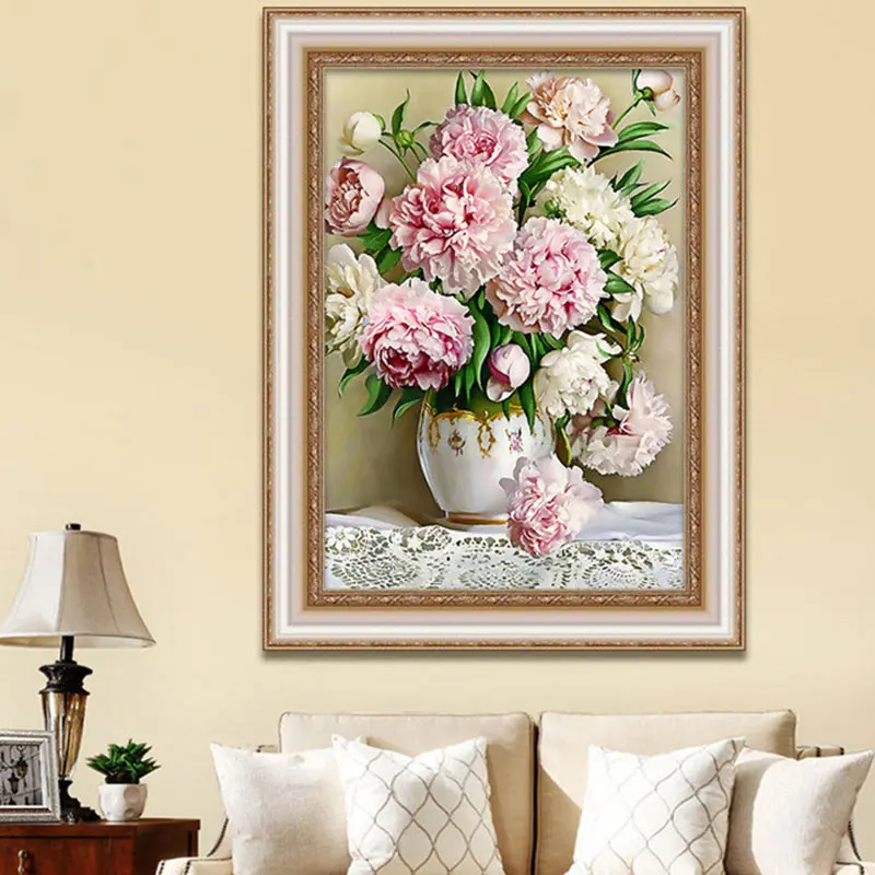 

Round Drills Peony Rose 5D DIY Diamond Painting Cross Stitch Embroidery Mosaic Home Room Decor Dropshipping FAS