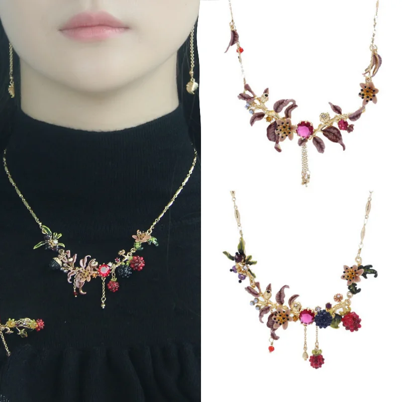 

2017 France Dyxytwe Enamel Pink Peony Flower Gem Short Pendant Necklace For Women Good Quality Whoelsale
