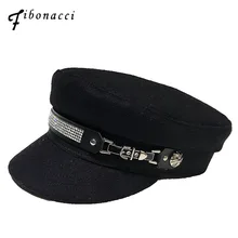 Фибоначчи, высокое качество, новинка, модные женские шапки в стиле милитари, стразы, декоративные, тактические, плоская верхняя армейская шляпа