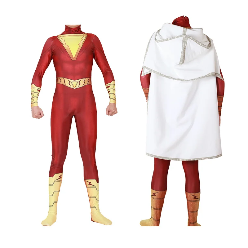 Костюм для косплея Shazam Billy Batson костюм супергероя боди плащи комбинезоны.|Костюмы