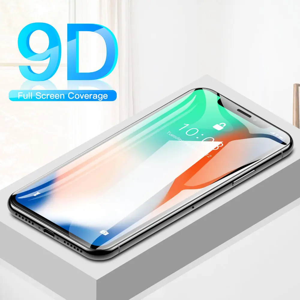 9D Защитное стекло для iphone 6 6S 7 8 Plus X 10 стекло на iphone 8 XS MAX Защита экрана для iphone 7 8 XR закаленное стекло