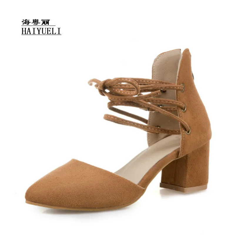 

The New Fashion Thick Heel High-heeled Sandals Shoes Lace-up Women's Shoes