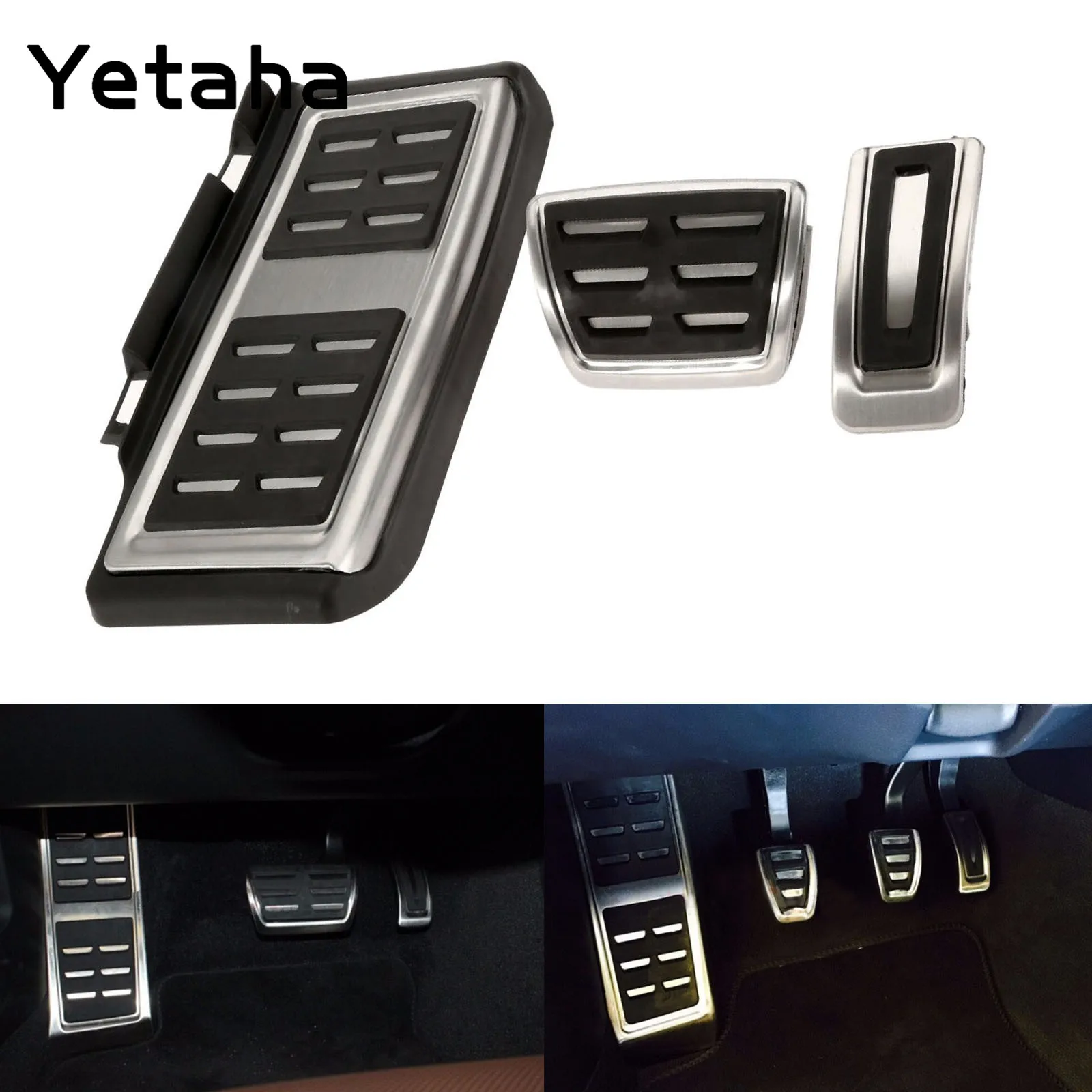 

Yetaha Footrest Pedal Brake Fuel Accelerator Pedal Stainless Steel Non-Slip Foot Rest Cover For Audi A1 2016 Golf7 Tiguan L