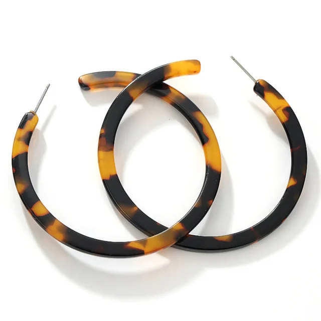 

Bohemian Tortoiseshell Round C Shaped Hoop Earrings For Women Acetate Acrylic Geometric leopard Print Earring Elegant Jewelry