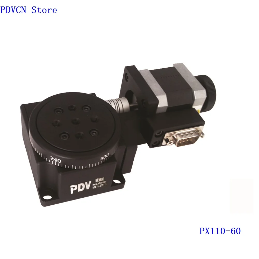 PDV PX110-60Motorized поворотный этап, моторизованный вращающийся этап, оптическая вращающаяся платформа, диаметр 60 мм подшипник