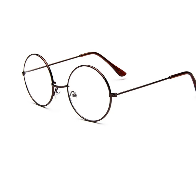 Классические ретро круглые очки с Большой рамкой, металлическая Корейская версия, плоские зеркальные очки в студенческом стиле