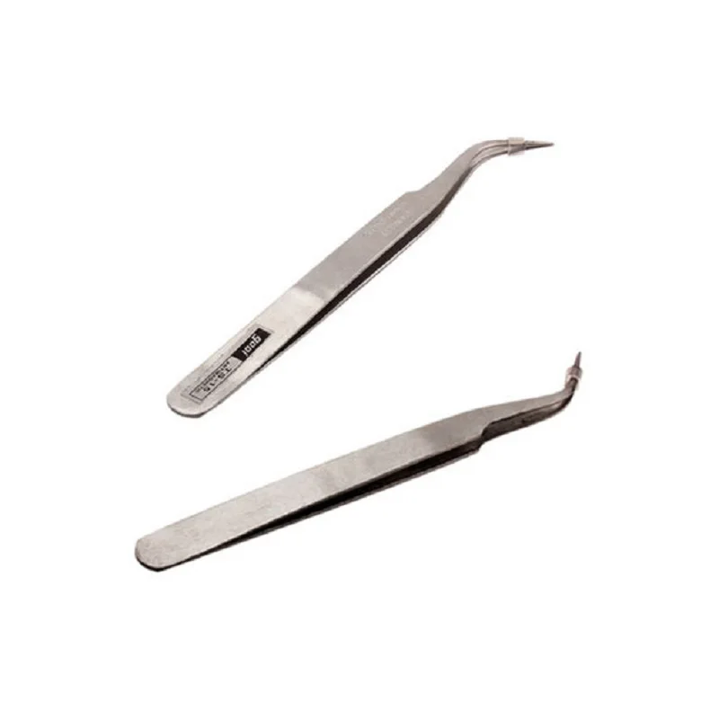 

Stainless Steel Mini Tweezers Multi-purpose Medical Tool Pliers Angled 45 Degree Curved Tweezers Antimagnetic for PCB