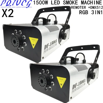 

2pcs/ RGB 3in1 1500W LED smoke machine remote control + dmx512 LED fog machine Constant temperature DJ equipment