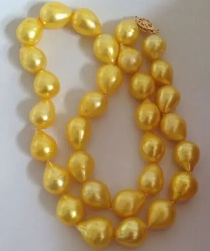 

Free Shipping >>>>>south sea 12-13mm gold baroque pearl necklace 18inch