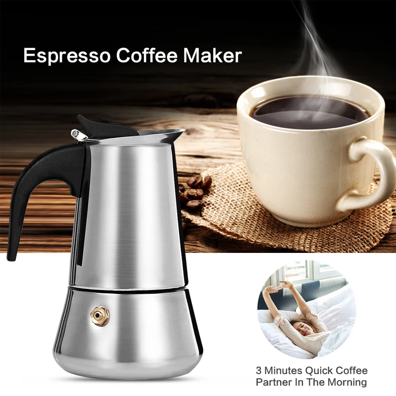 

100ML 200ML 300 Ml 450ML stainless steel mocha coffee pot coffee pot stainless steel