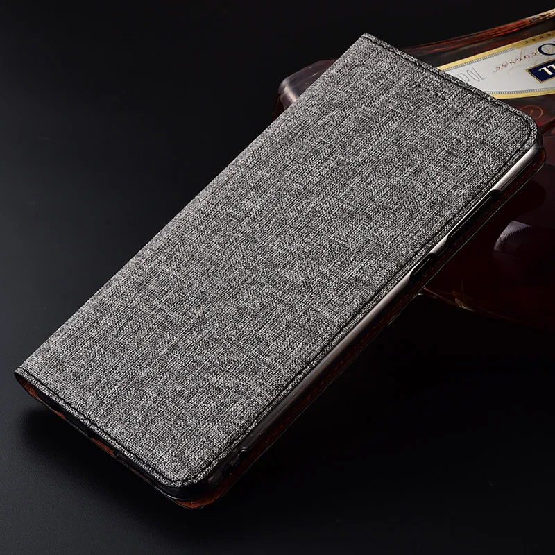 Чехол-книжка с подставкой для Asus Zenfone 4 MAX ZC520KL ZC554KL, чехол из хлопковой льняной кожи, дизайнерский чехол для телефона - Цвет: Серый