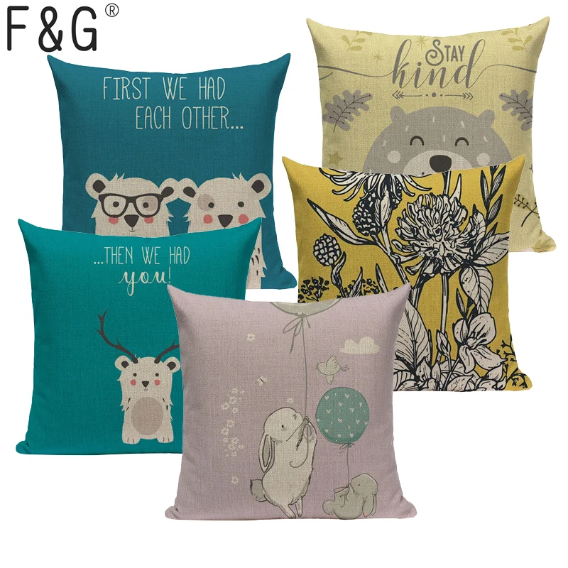 

Cartoon Animal Pillow Cover Home Gamer Chair Decorative Creativity Deer Dog Cushion For Sofa Custom Linen Print Throw Pillow