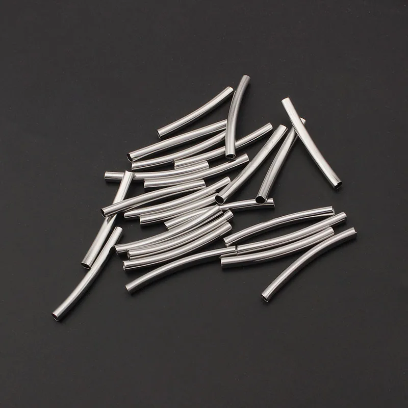 

100Pcs 2.5mm Hole Silver/Gold Spacer Beads Curve Tube for DIY Chock Necklace Bracelet Jewelry Making Findings