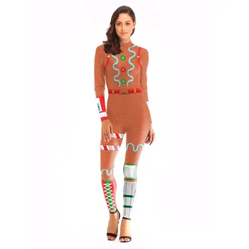 

Christmas gingerbread striped tight-fitting adult cosplay costume cosplay costume Halloween anime
