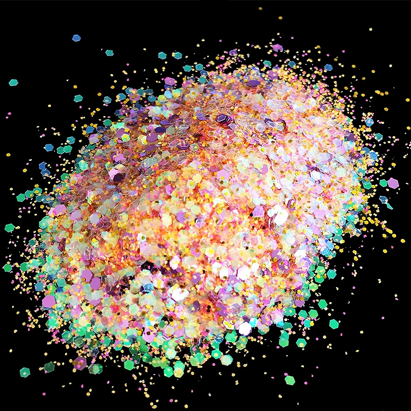 Блестящая акриловая пудра для маникюра разных размеров 10 г|nail glitter powder|glitter powdernail