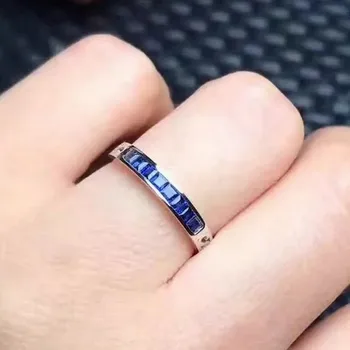 

Natural 2mm sapphire Rings 18k white gold simple fashion fine Jewelry women Natural blue gemstone about 1.62 grams