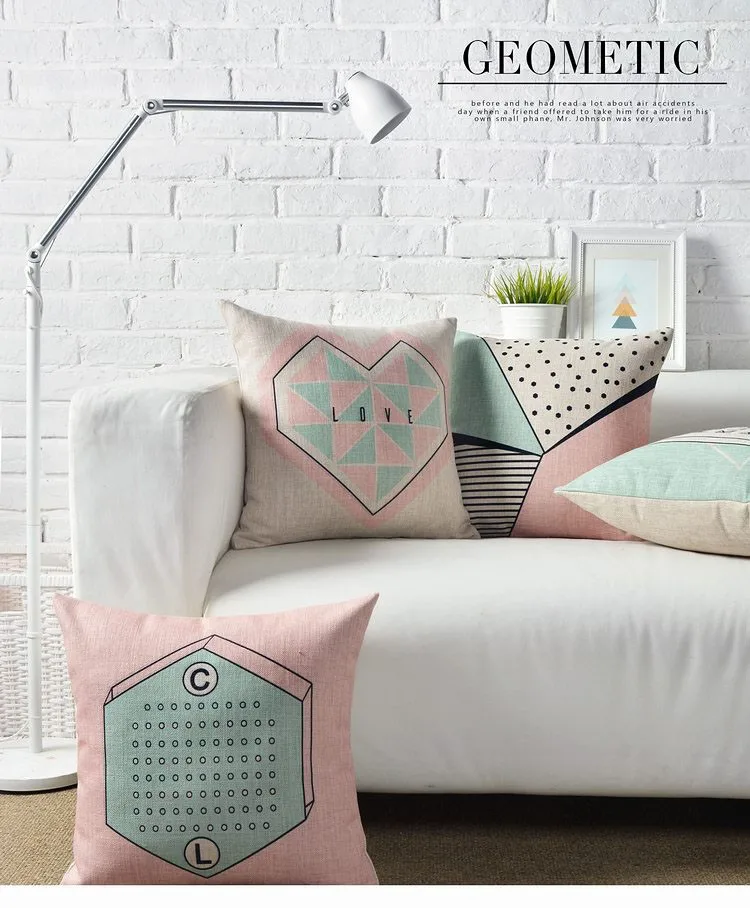 Simple England Nordic Geometric Pillow cushions deer lumbar waist pillow linen pillowcase sofa cushion home decorative Pillows