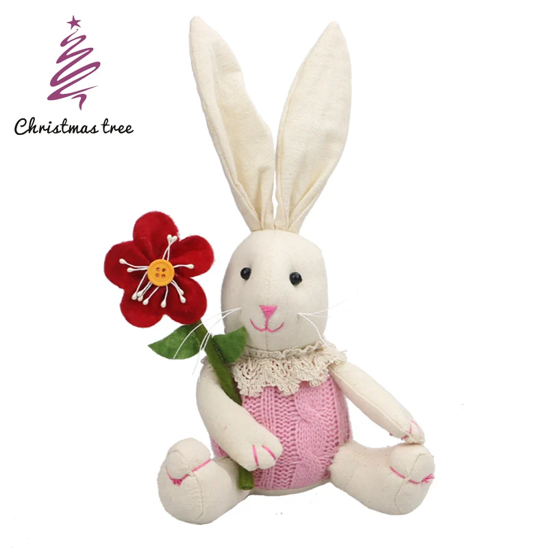 25 см Пасхальный кролик, мягкий плюшевый кролик, мягкая игрушка в виде животного, подарок на день рождения для детей, пасхальные игрушки в подарок - Цвет: FLOWER