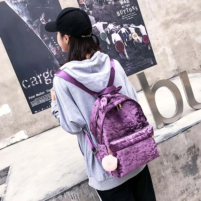 Брендовый милый женский рюкзак, велюровый рюкзак, бархатные школьные рюкзаки для девочек-подростков, повседневная вместительная сумка на плечо XA517WB