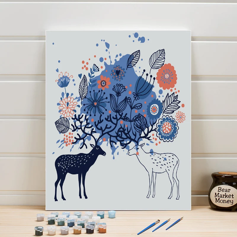 

Oil Painting Paint By Number Package Animal Picture Acrylic Pigment Module Coloring Hand Painted Bedroom Decoration Creative Art